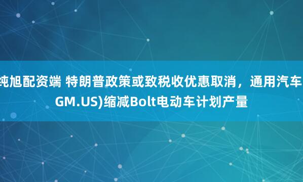 纯旭配资端 特朗普政策或致税收优惠取消，通用汽车(GM.US)缩减Bolt电动车计划产量
