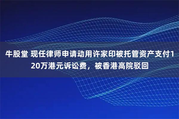牛股堂 现任律师申请动用许家印被托管资产支付120万港元诉讼费，被香港高院驳回